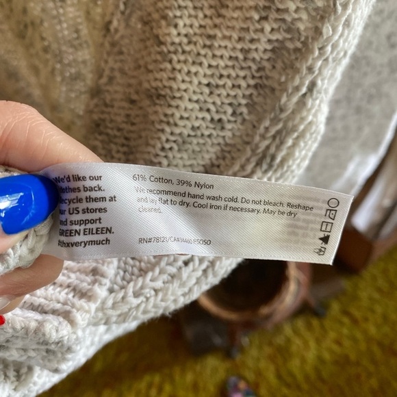 Eileen Fisher Cotton Blend Relaxed Loose Fit Sweater Cable Knit - Picture 4 of 4